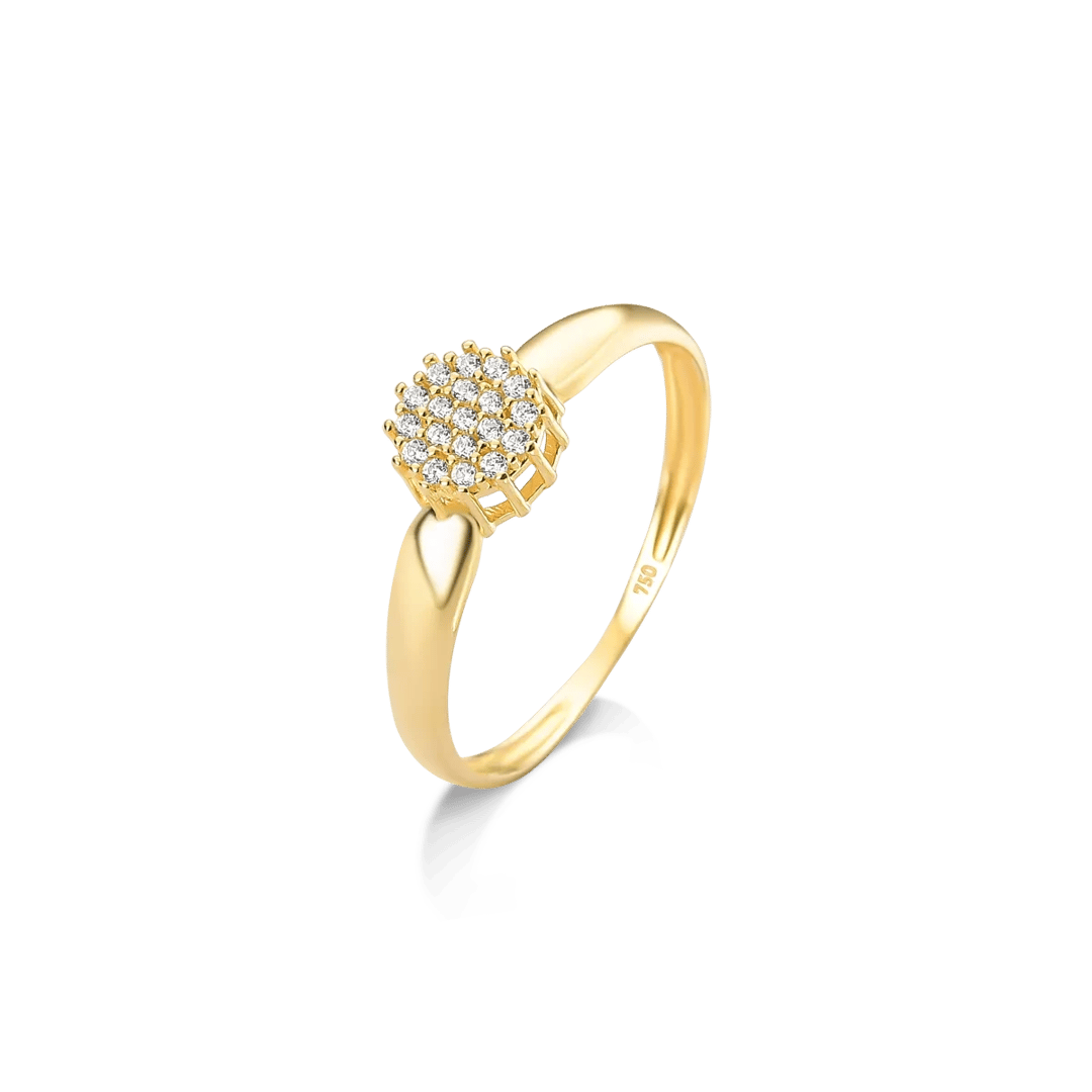 ANEL CHUVEIRO DE FLORZINHA CRAVEJADO ZIRCÔNIAS - OURO 18K | Everest Jóias