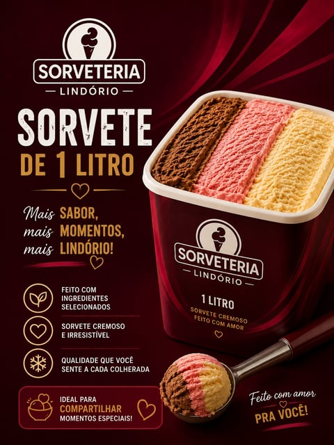 SORVETE POTE DE 1 LITRO | SORVETERIA LINDORIO