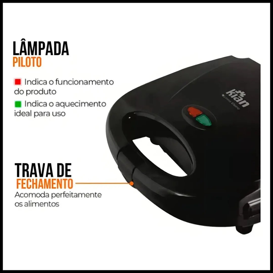 Sanduicheira E Grill 2 Em 1 Cor Vermelho Kian | Decoralar móveis e eletrodomésticos (2)