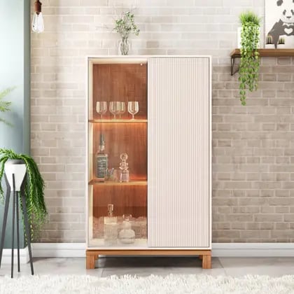 Cristaleira Mondrian 2 Portas com Led - Caemmun | Decoralar móveis e eletrodomésticos