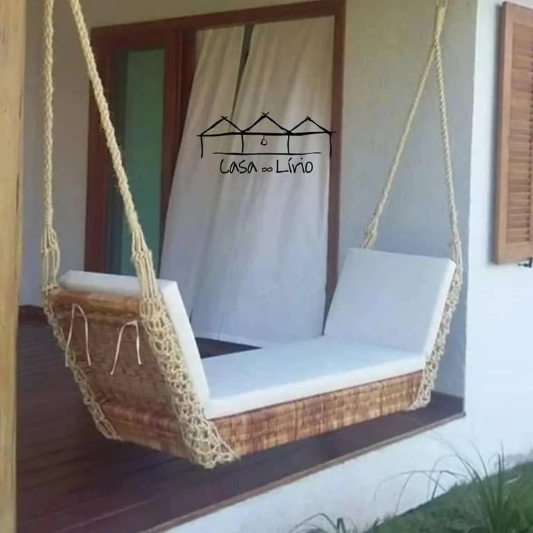 Balanço Suspenso Clássico Em Junco Natural | Casa do Lírio (2)