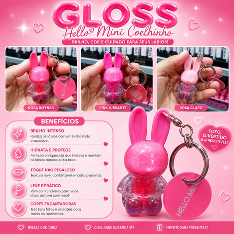 Gloss Coelhinho Chaveiro | Loja Chrysdape