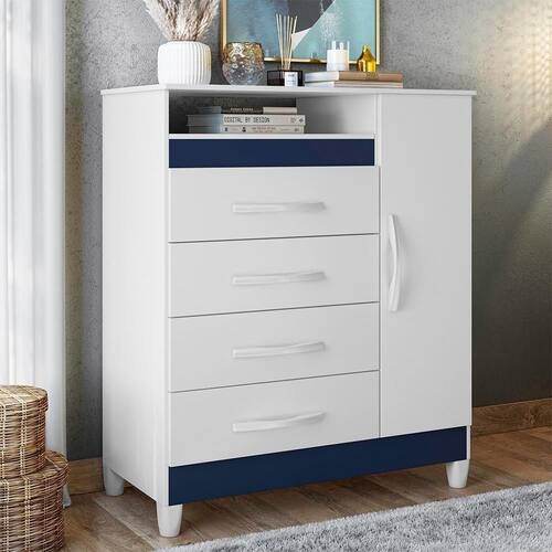Cômoda Albatroz Turquesa com 4 Gavetas e 1 Porta | ELETRO KIT (2)