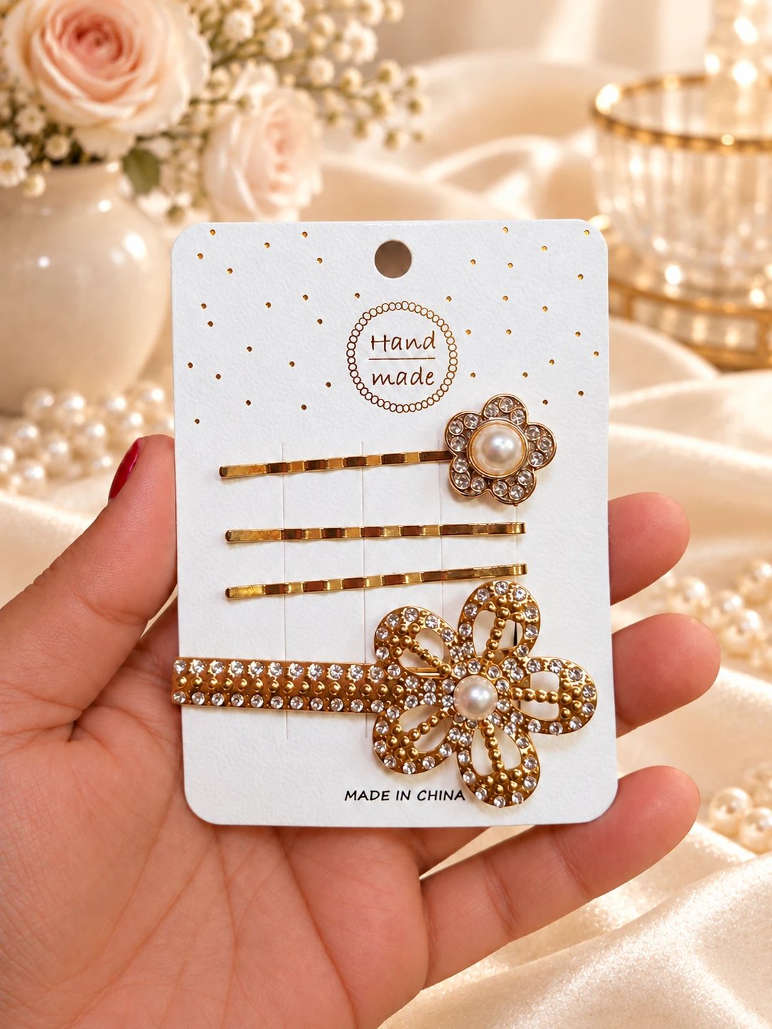 Presilhas douradas com strass kit com 04unids (02 OPÇÕES) | Loja Chrysdape (2)