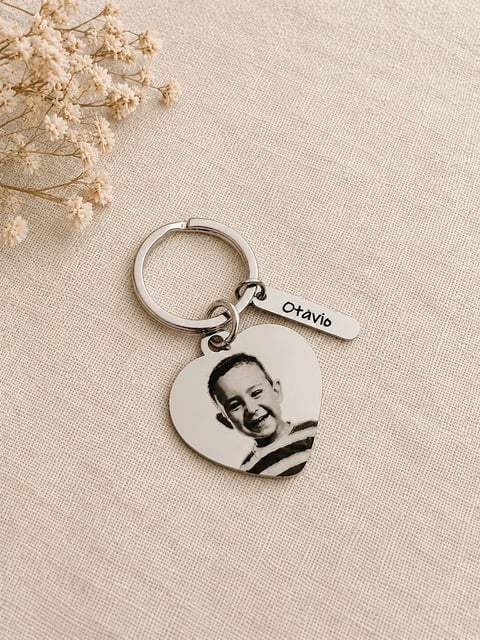 Personalizado | Chaveiro Coração com Chapinha - Aço Inox | Like Joias e Acessórios