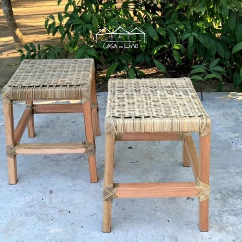 Banqueta Comum S/Encosto em Junco Natural | Casa do Lírio