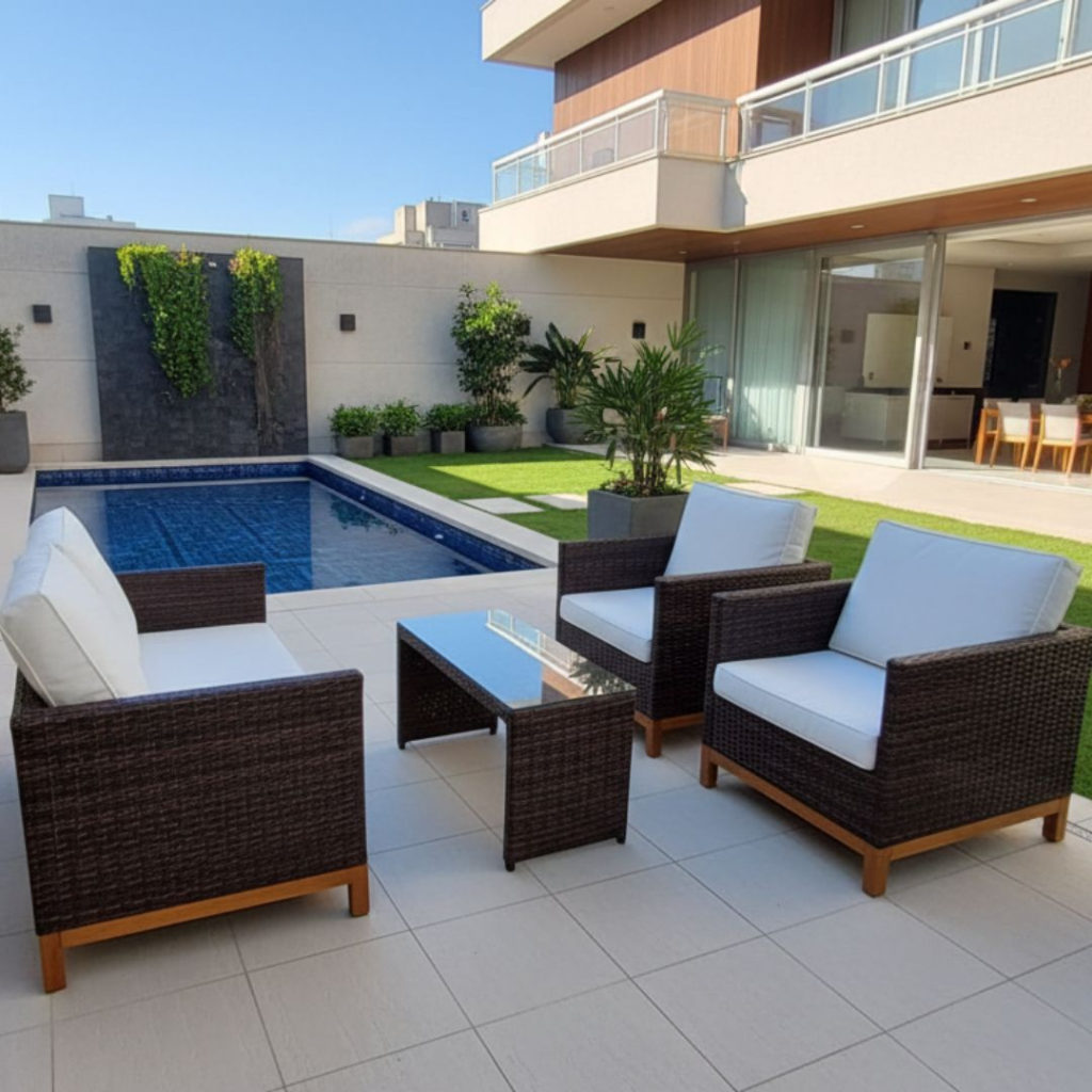 FS - SOFA BELGICA 1,40 X 0,80 EM FIBRA SINTETICA E PÉS DE MADEIRA | MAM Móveis Artesanais