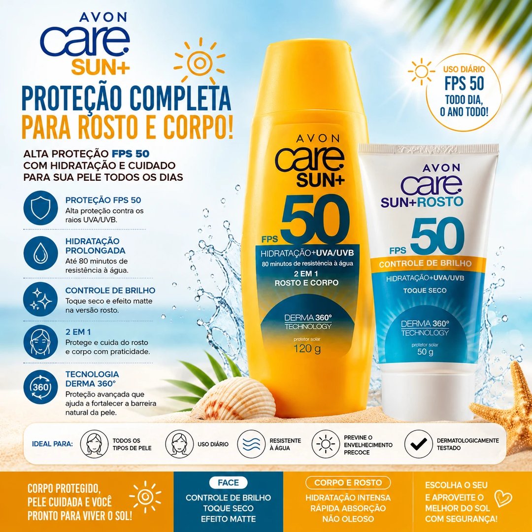 Protetor solar FPS50 Avon Care | Loja Chrysdape