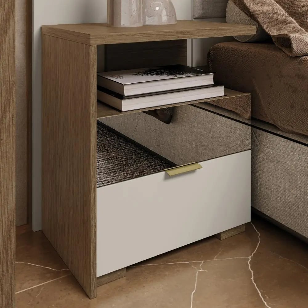 Mesa de Cabeceira Rimo Regência com 2 Gavetas | ELETRO KIT