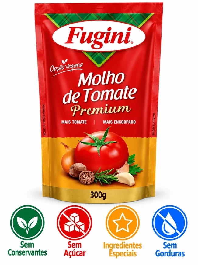MOLHO TOMATE FUGINI PREMIUM SACHE 36X300G | Central de Negócios B2B