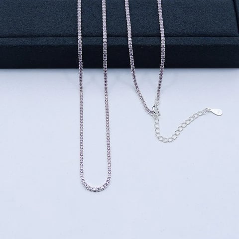 C5-28 COLAR RIVIERA LILÁS 2MM 40+5CM | Everest Jóias