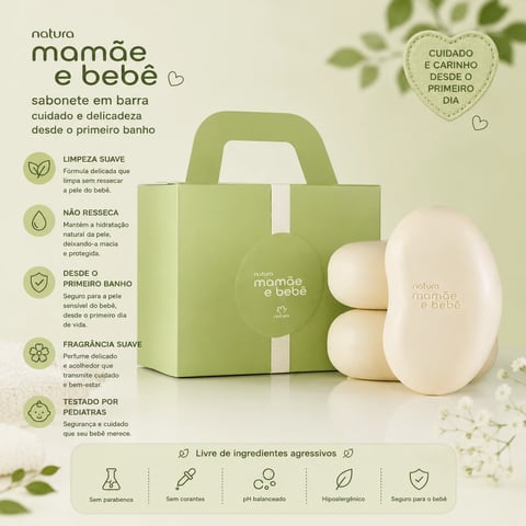 Sabonete 3 unids 100g cada MAMÂE BEBÊ | Loja Chrysdape