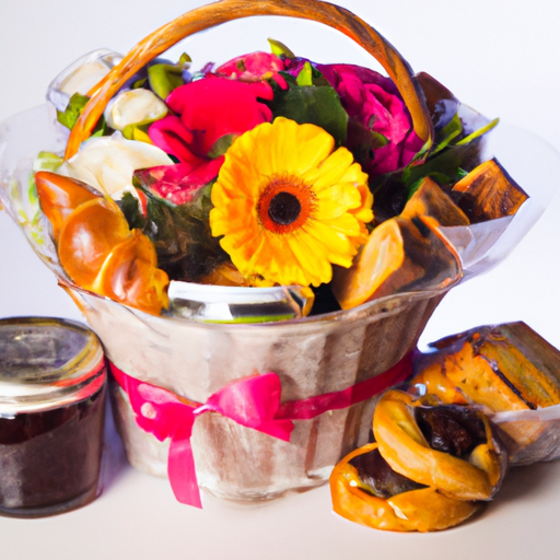 Cesta café da manhã com flores | Linqui