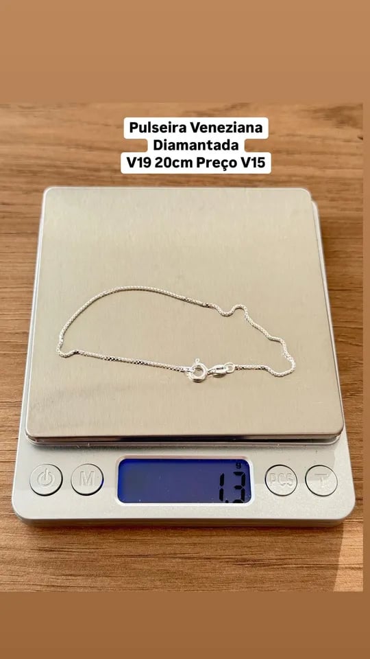 L4-22 Pulseira Veneziana Diamantada V19 20CM | Everest Jóias