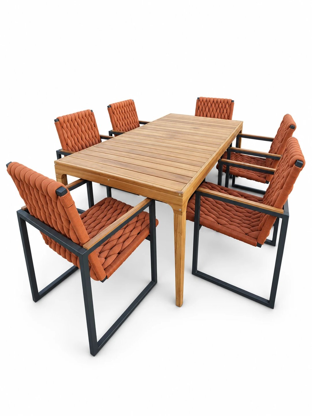 Conjunto de Mesa Retangular + 06 Poltronas França com Braço | Traços e Tramas (2)
