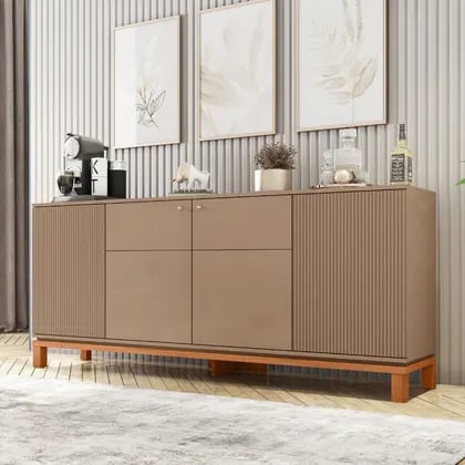 Buffet para Sala de Jantar 4 Portas Mondrian Marrom/Freijó - Caemmun | Decoralar móveis e eletrodomésticos (2)