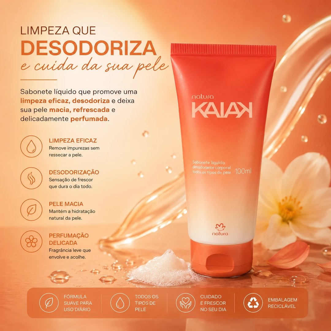 Creme Desodorante Hidratante refrescante para banho 100ml KAIAK TRADICIONAL FEMININO | Loja Chrysdape