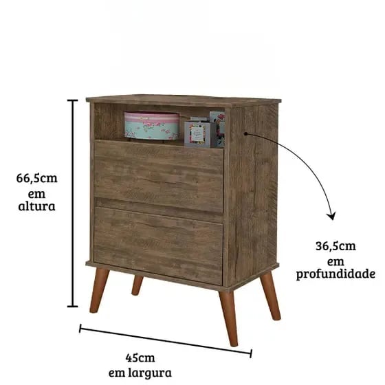 Mesa de Cabeceira São Miguel Onix com 2 Gavetas | ELETRO KIT (5)