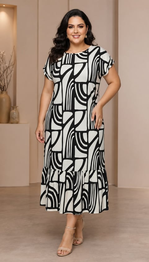 Vestido Estampado Plus Size PS31 | Dryffer Fashion