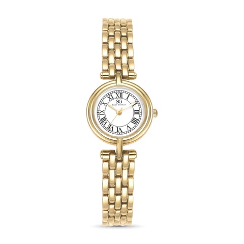 Relógio Feminino Redondo Heritage Dourado com Números Romanos | Like Joias e Acessórios