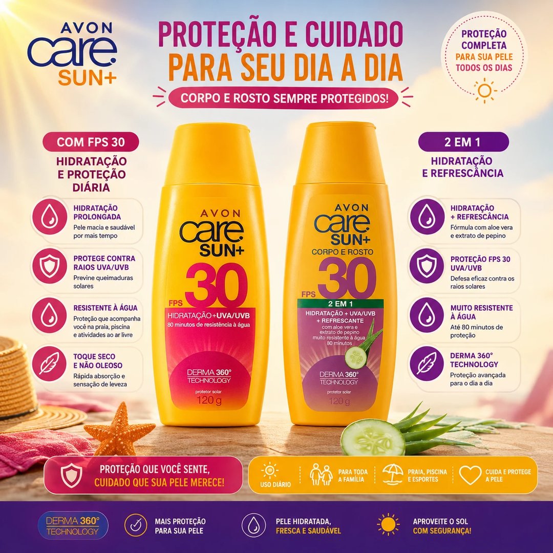 Protetor solar FPS 30 Avon Care | Loja Chrysdape