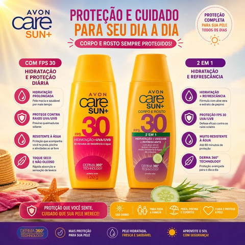 Protetor solar FPS 30 Avon Care | Loja Chrysdape