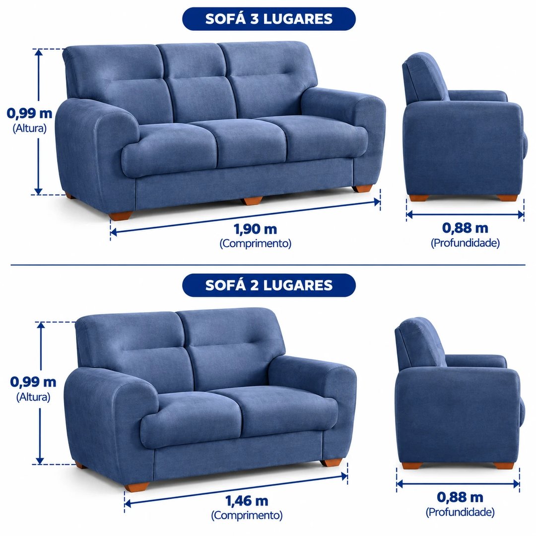 Sofá L & A Estofados Veneza 3 e 2 Lugares | ELETRO KIT (3)