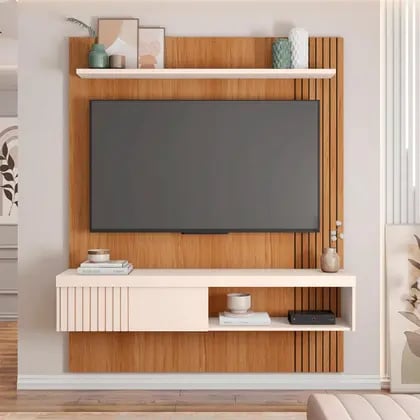 Painel para Tv até 55 Polegadas Jade 1.5 Caemmun Cor: Freijo/off white | Decoralar móveis e eletrodomésticos