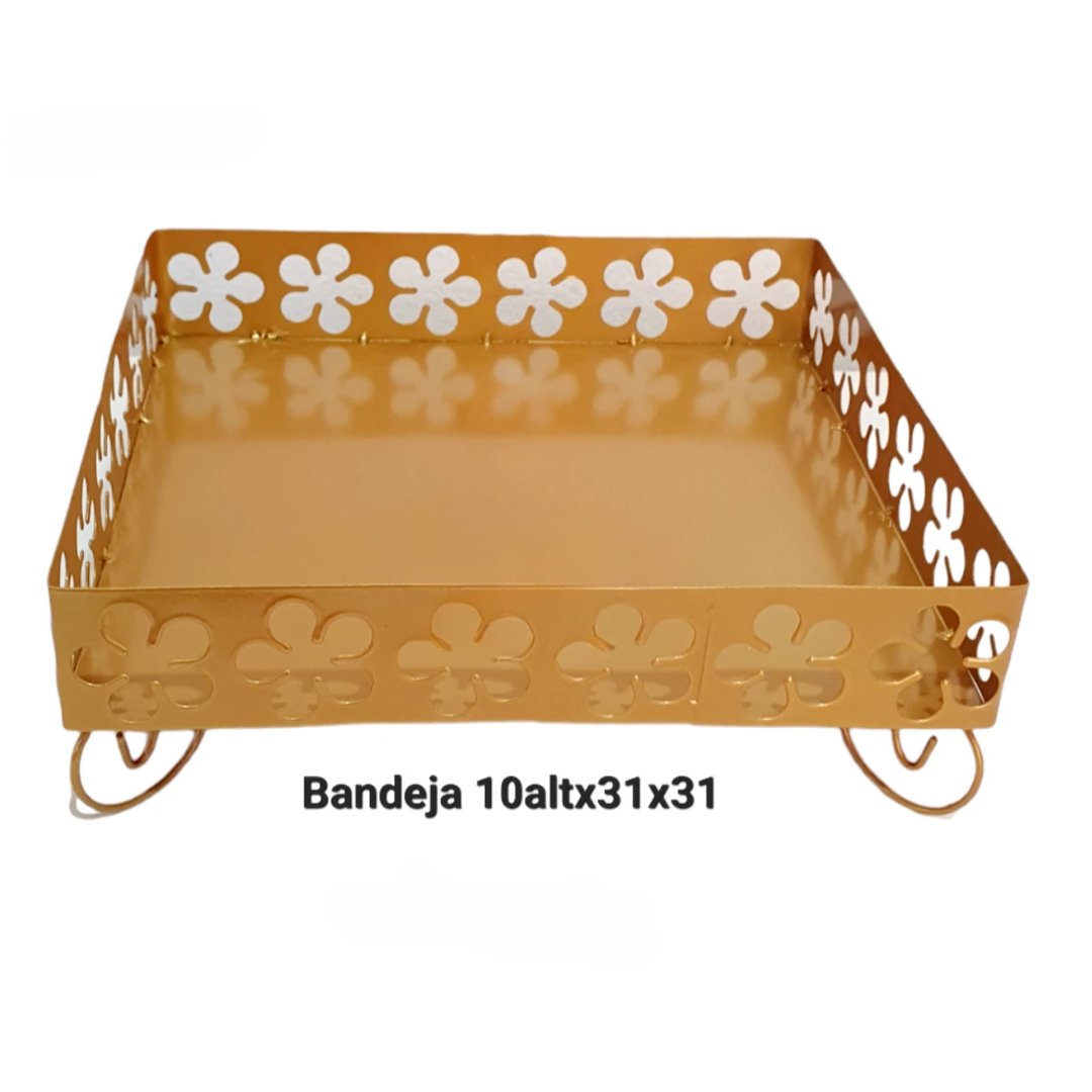 BANDEJA 31X31 FLORES | ART'S FERRO