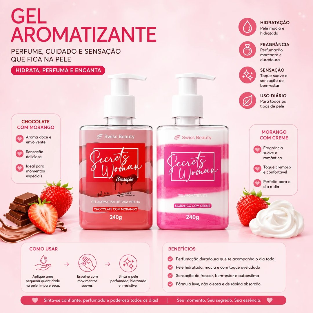 Gel aromatizante para virilha 240g SECRETS WOMAN | Loja Chrysdape