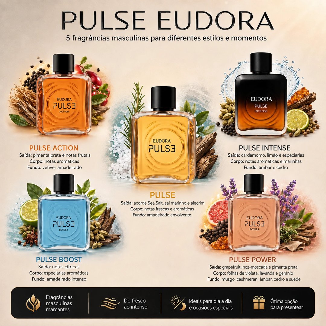 Perfume PULSE 100ml Eudora | Loja Chrysdape