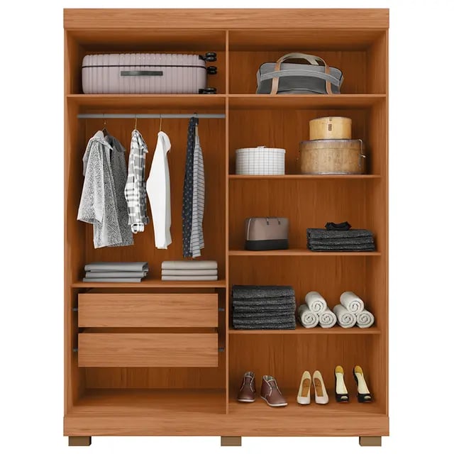 Guarda-Roupa Solteiro 4 Portas Bater 2 Gavetas Éden Caemmun Roupeiro - Freijo/Off White | Decoralar móveis e eletrodomésticos (2)