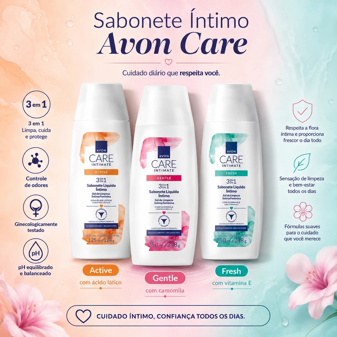 Sabonete liquido Intimo 250ml AVON CARE INTIMATE | Loja Chrysdape