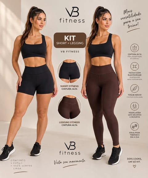short fitness + calça leggin | lojavb