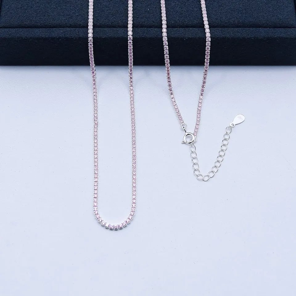 C5-27 COLAR RIVIERA ROSA 2MM 40+5CM | Everest Jóias