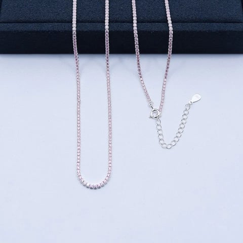 C5-27 COLAR RIVIERA ROSA 2MM 40+5CM | Everest Jóias