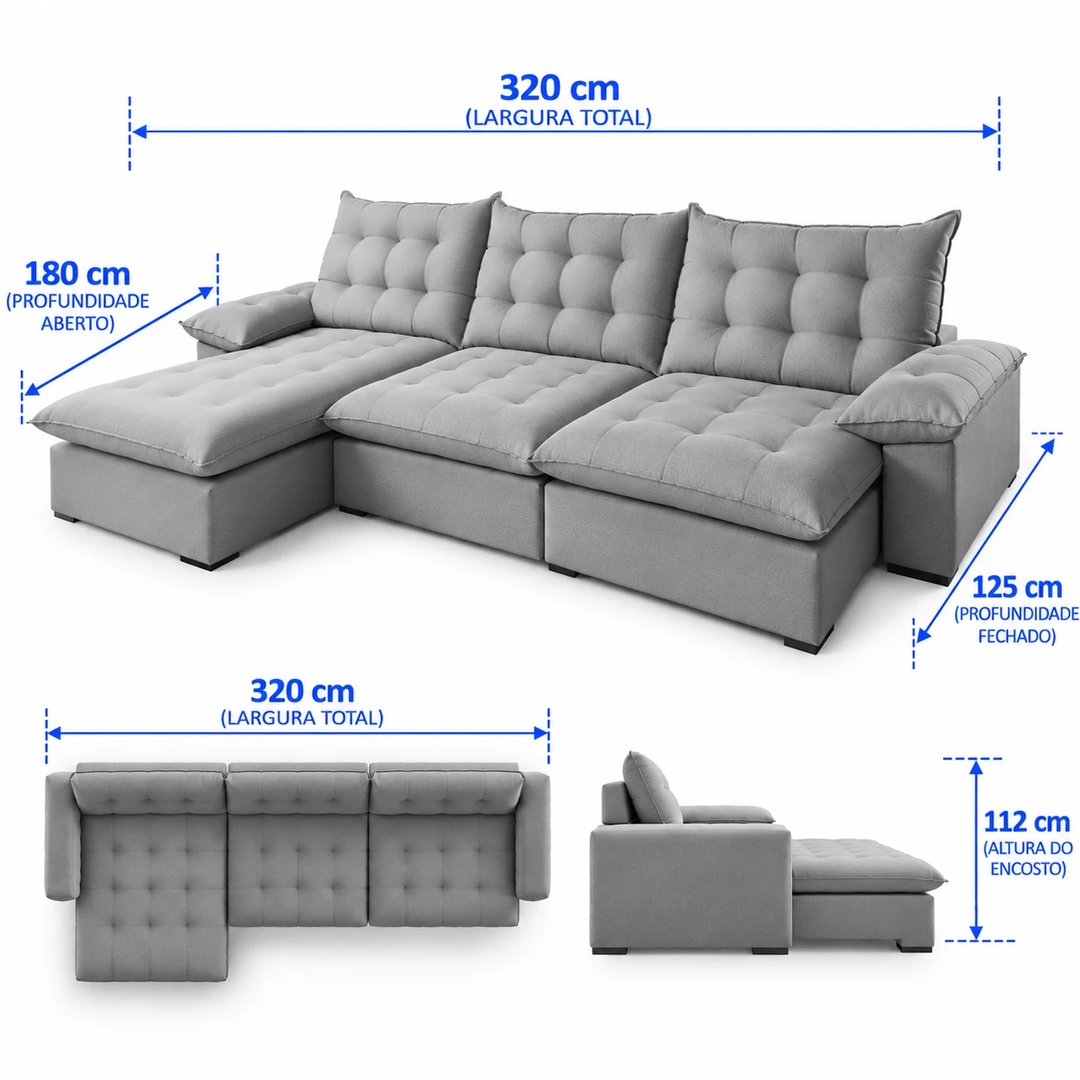 Sofá Maguimóveis Retratil Luxor 3 Modulos 1044 | ELETRO KIT (4)