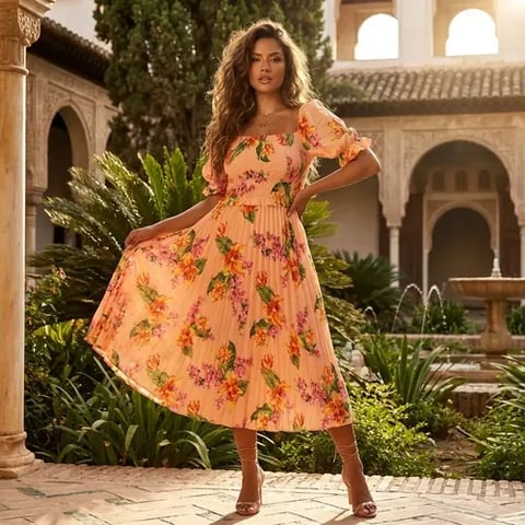 Vestido midi floral | Linqui