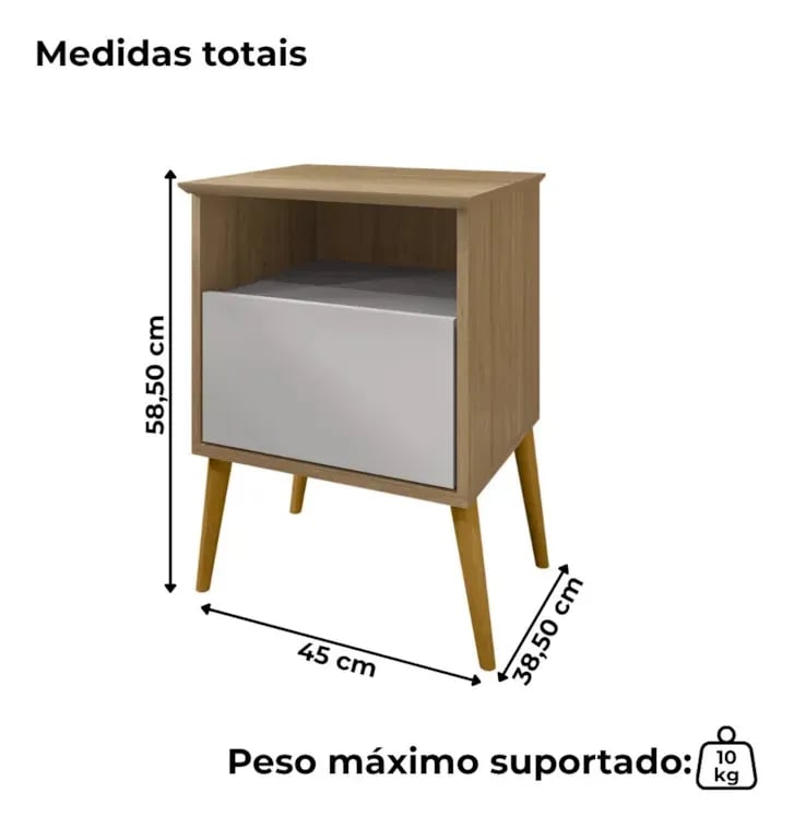 Mesa de Cabeceira Bechara Cancun com 1 Gaveta | ELETRO KIT (3)