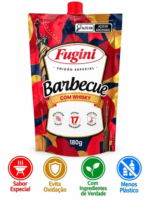 SACHE BICO FUGINI MOLHO BARBECUE WHISKY 32X180G | Central de Negócios B2B