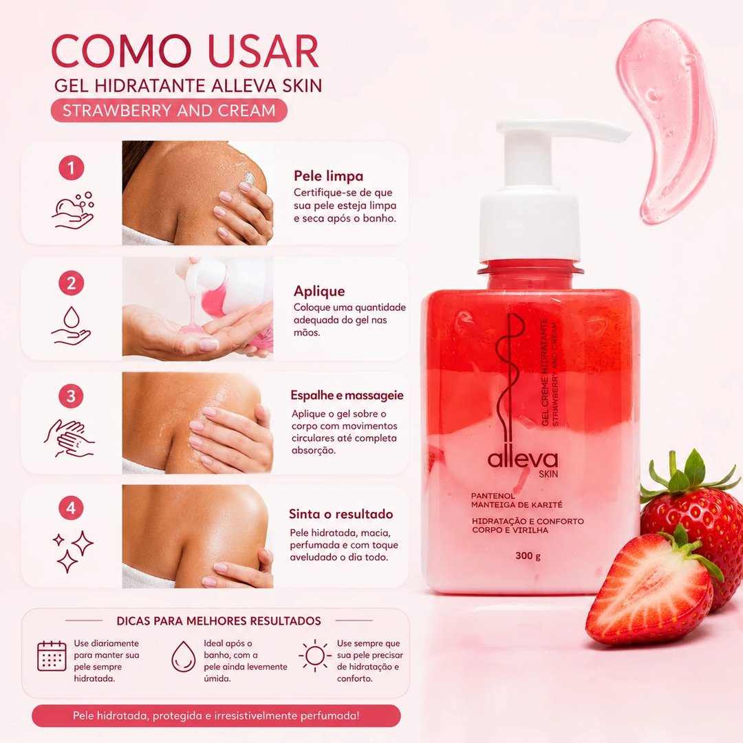 Gel creme hidratante corpo e virilha 300g MORANGO | Loja Chrysdape (2)