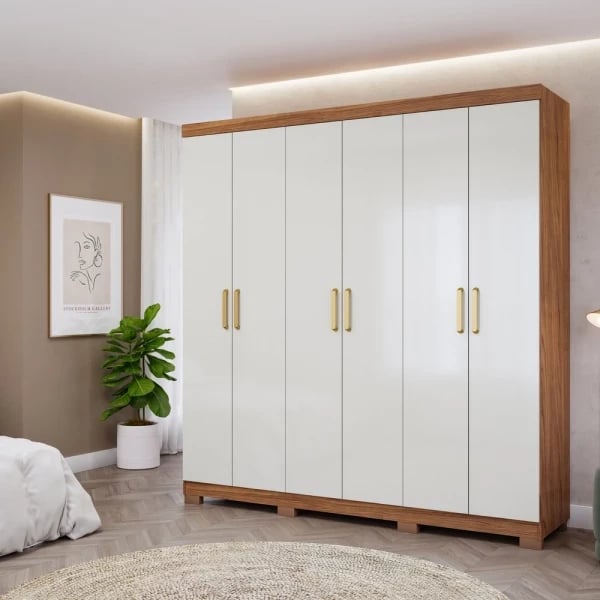 Roupeiro Panan Clara 6 Portas Flex com Espelho | ELETRO KIT