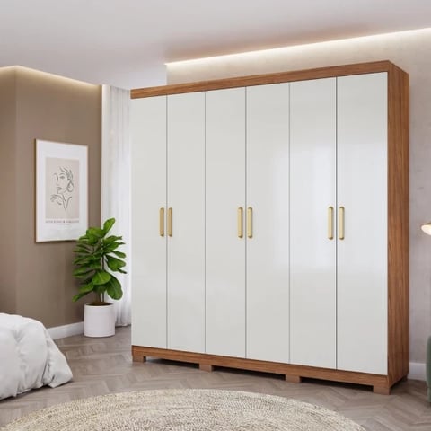 Roupeiro Panan Clara 6 Portas Flex com Espelho | ELETRO KIT