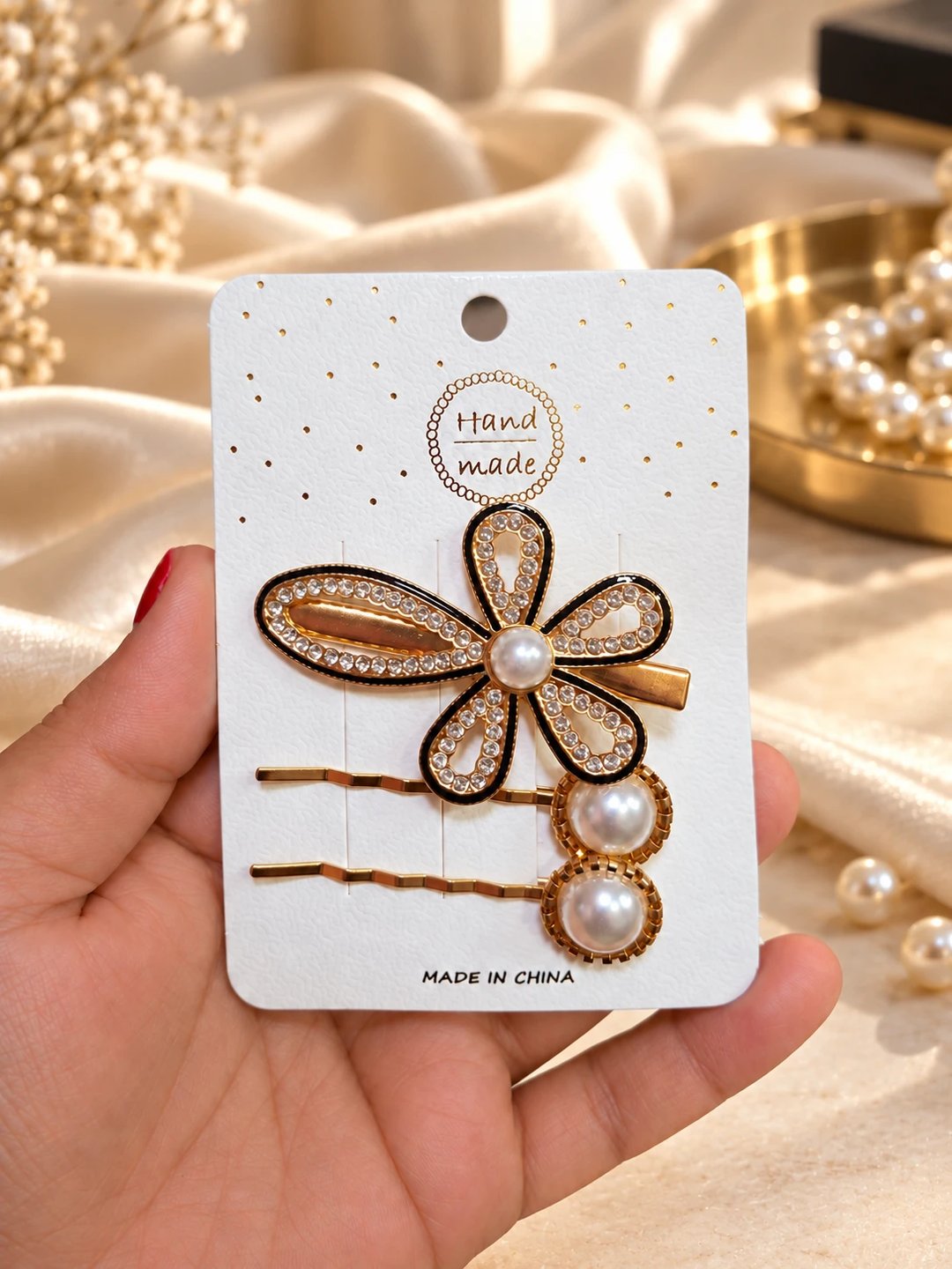 Presilhas douradas/preto com strass kit com 03unids (03 OPÇÕES) | Loja Chrysdape (3)