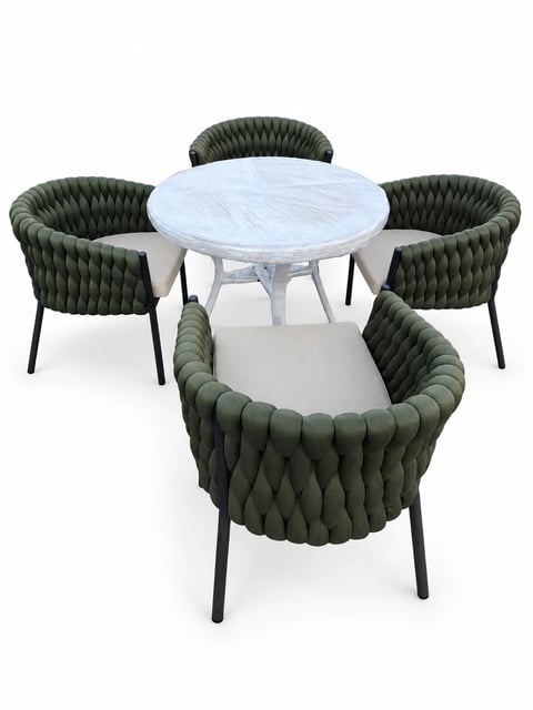 Conjunto de Mesa + 04 Cadeiras Canadá Verde Militar | Traços e Tramas