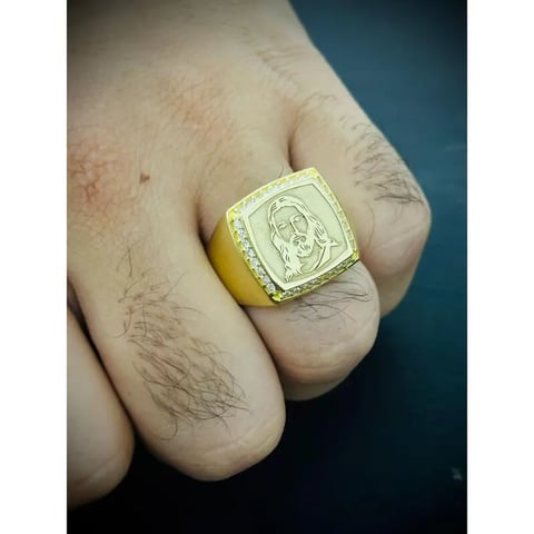 ANEL ROSTO DE CRISTO CRAVEJADO | Mafia do Ouro18k