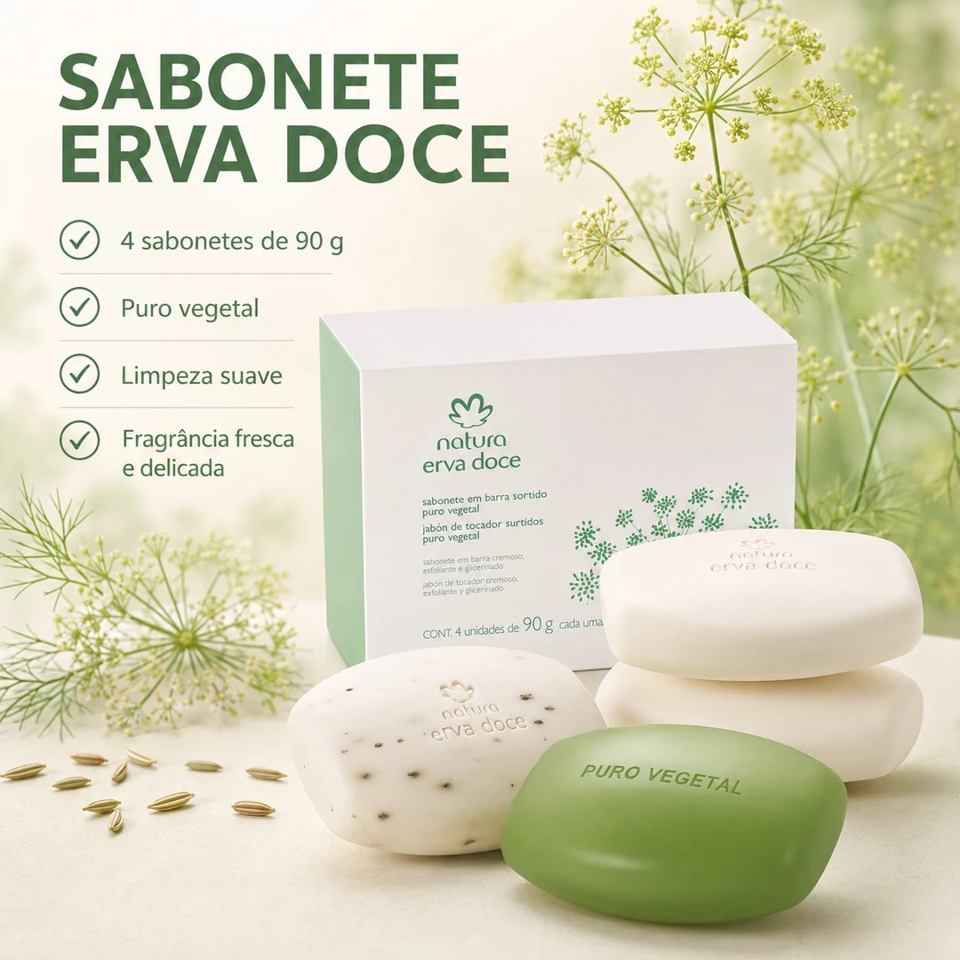 Sabonete ERVA DOCE 04 unids 90g | Loja Chrysdape