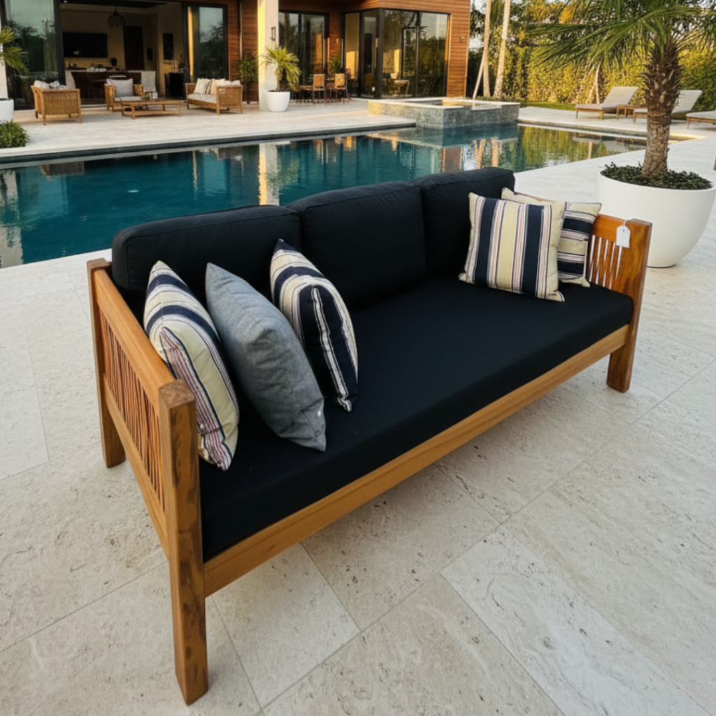 CN - SOFA VILA 1,60 X 0,80 EM CORDA NAUTICA E BASE DE MADEIRA | MAM Móveis Artesanais