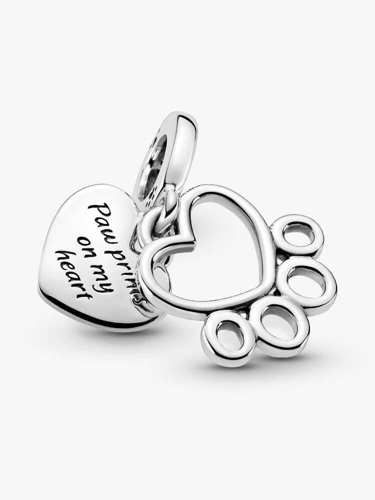 Charm pendente com estampa de coração e patinha | Like Joias e Acessórios