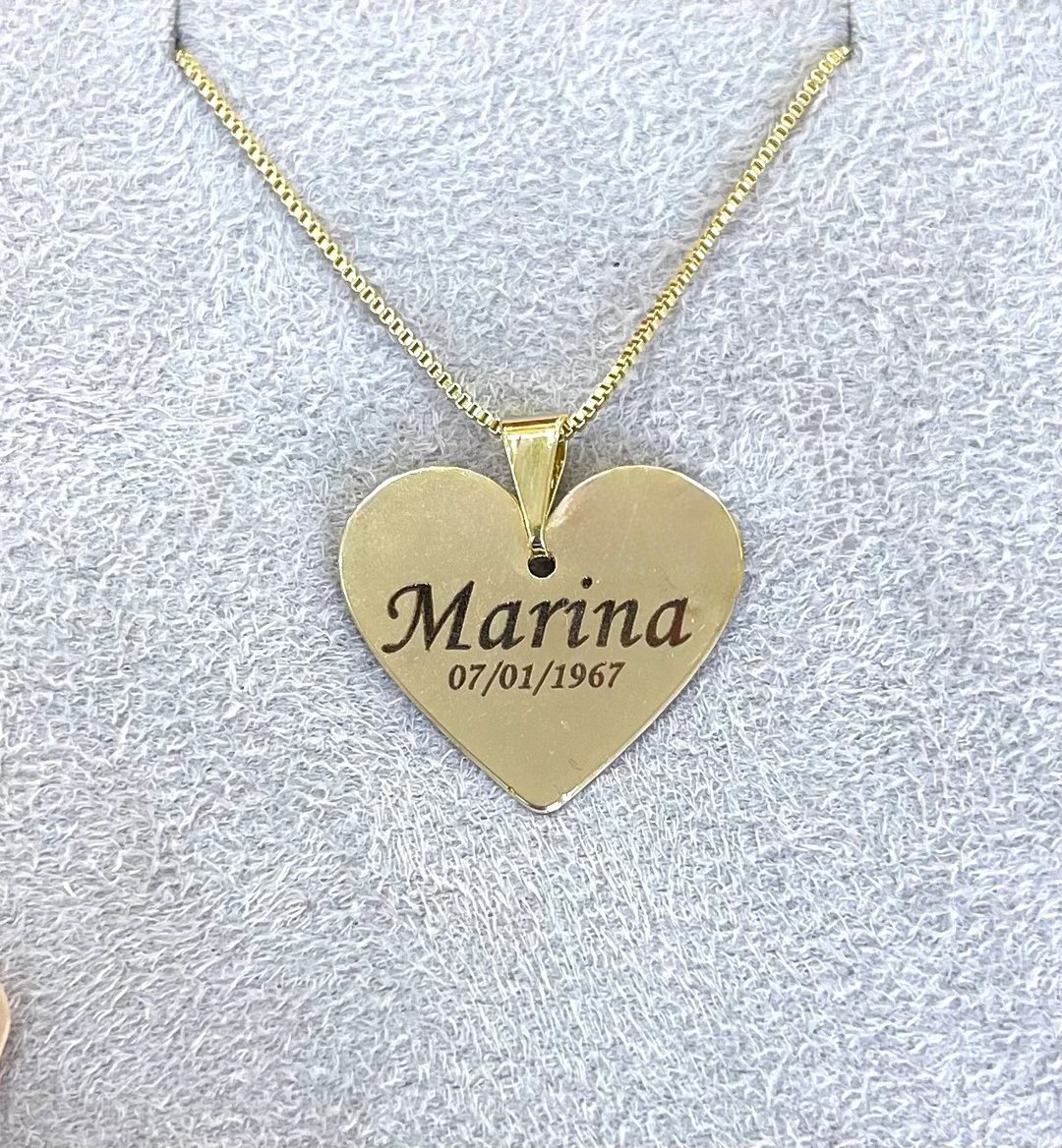 Colar Personalizável Coração - Banho de Ouro | Like Joias e Acessórios (2)
